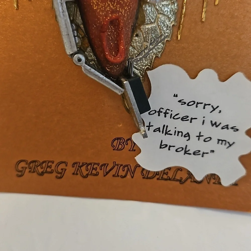 Greg Kevin Delaney Whimsical Face Brooch w/ Additional Saying Pin